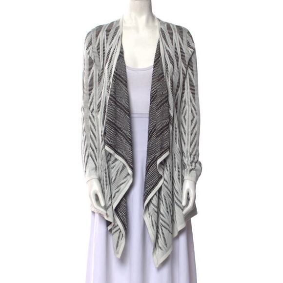 St. John Geometric Open Drape Black White Jacket Sweater Size Petite P - Picture 1 of 3